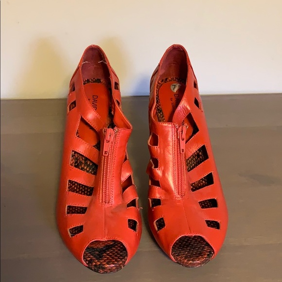 David Dixon Red Leather Heels - Women’s Size 7.5 - Picture 2 of 4